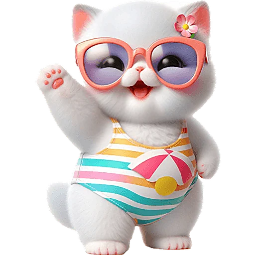 👋 Стикер «Летние мяу» для Telegram