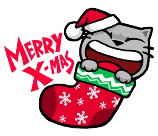😆 Стикер «Meow ! Merry Christmas & Happy New Year» для Telegram