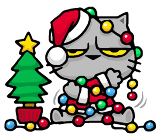😒 Стикер «Meow ! Merry Christmas & Happy New Year» для Telegram