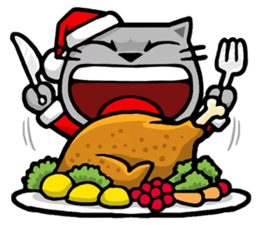 🍗 Стикер «Meow ! Merry Christmas & Happy New Year» для Telegram