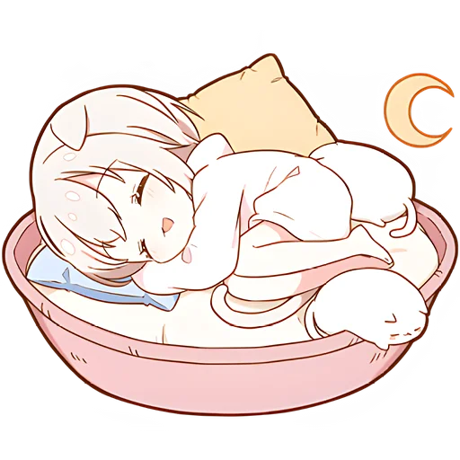😴 Стикер «Мининеко чан» для Telegram