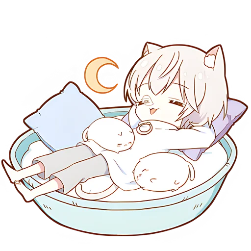 😴 Стикер «Мининеко кун» для Telegram