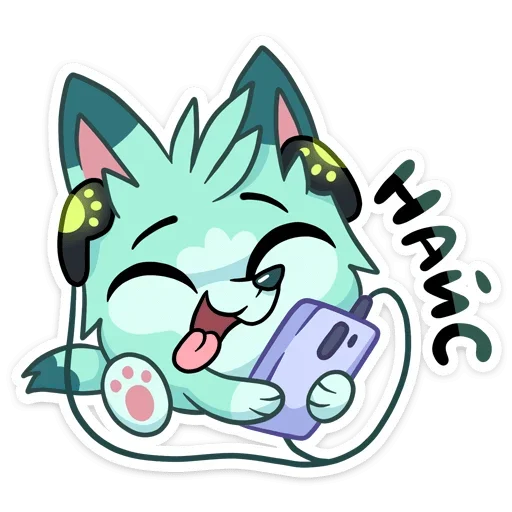 🎧 Стикер «Минт - милый мятный волчонок» для Telegram