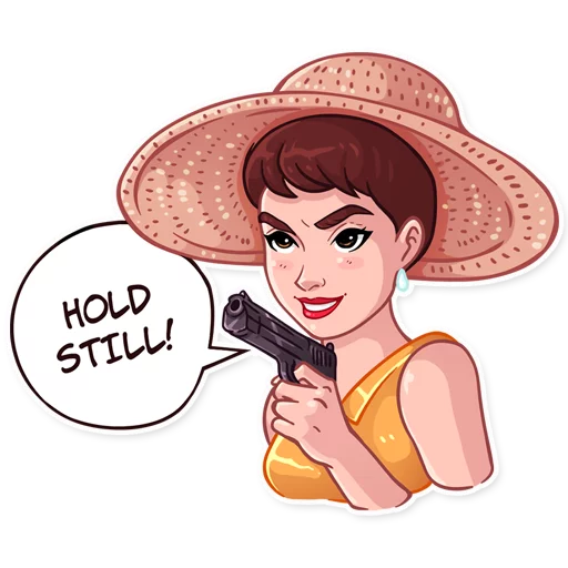 😈 Стикер «Miss Hepburn» для Telegram