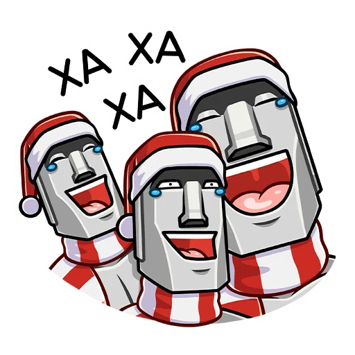 😂 Стикер «Новогодний Моаи Сноун» для Telegram