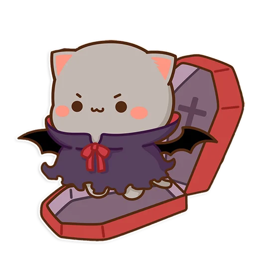 🦷 Стикер «mochi peach cats - Halloween» для Telegram