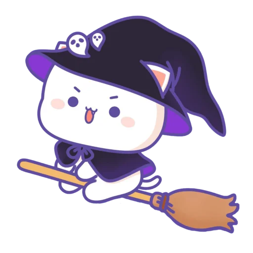 🐦‍⬛️ Стикер «mochi peach cats - Halloween» для Telegram
