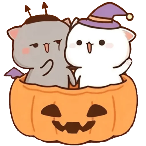 🍬 Стикер «mochi peach cats - Halloween» для Telegram