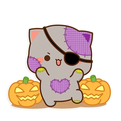 💜 Стикер «mochi peach cats - Halloween» для Telegram