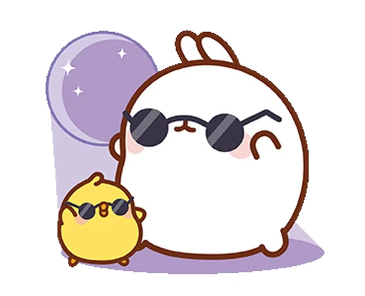 😎 Стикер «Molang Happiness is here!» для Telegram