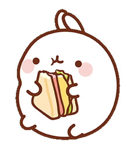 🍔 Стикер «Molang Happiness is here!» для Telegram