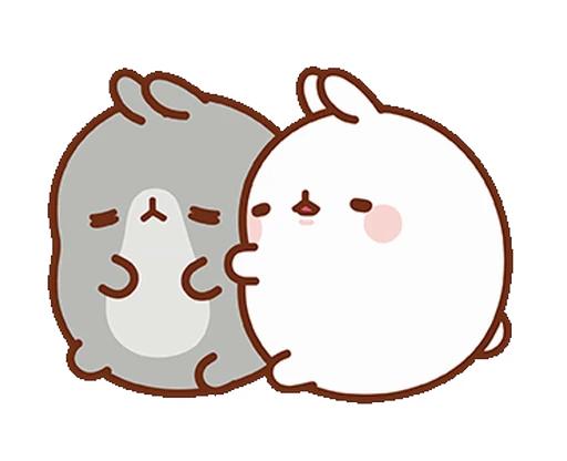 😢 Стикер «Molang Happiness is here!» для Telegram