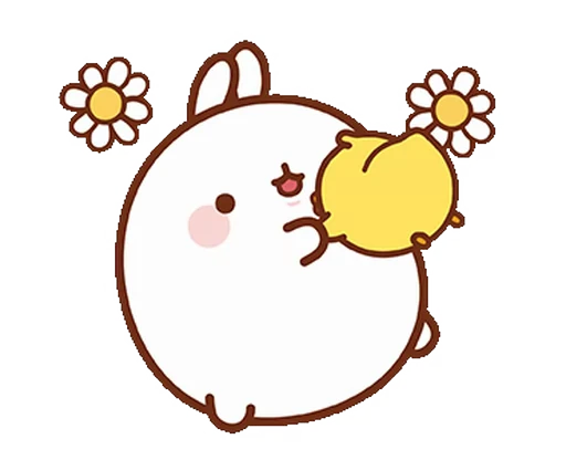 🌸 Стикер «Molang Happiness is here!» для Telegram