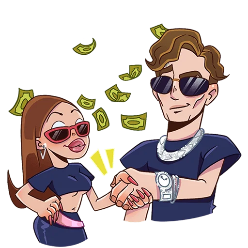🤑 Стикер «MONEYKEN AND INSTASAMKA БЕЗ ТЕКСТА» для Telegram
