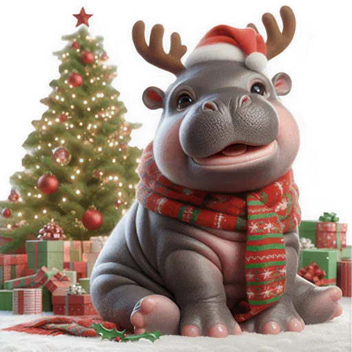 🎅 Стикер «Новогодний Бегемотик 2026» для Telegram