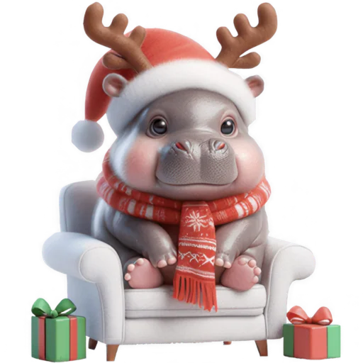 🎅 Стикер «Новогодний Бегемотик 2026» для Telegram