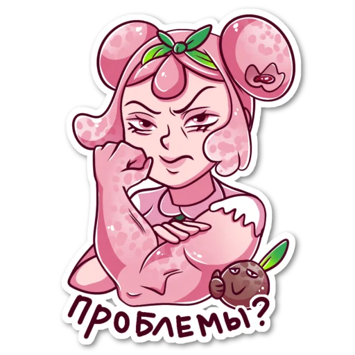 💪 Стикер «Клубничная Моти-Тян» для Telegram