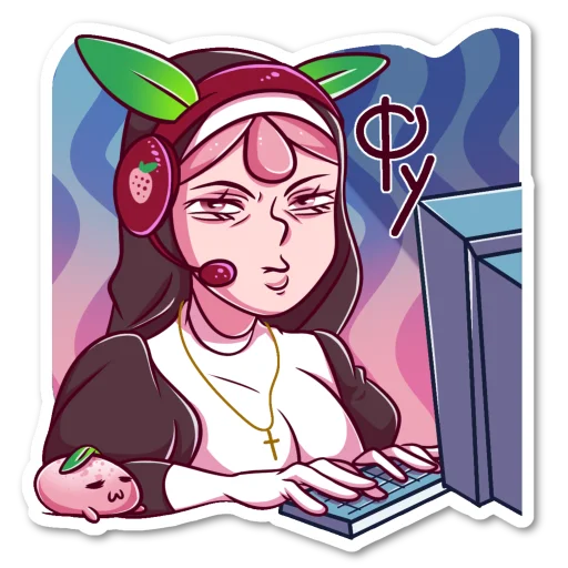 👎 Стикер «Клубничная Моти-Тян» для Telegram