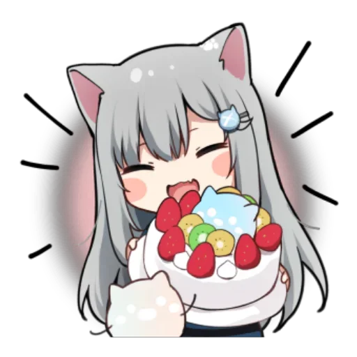 🎂 Стикер «Неко-тян» для Telegram