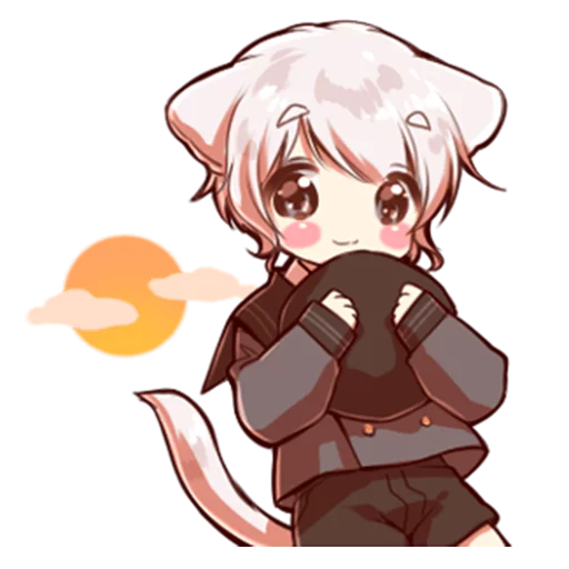 ☀️ Стикер «Cute cat ear boy» для Telegram