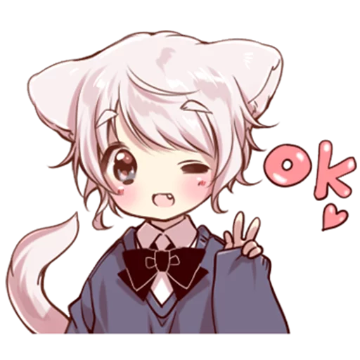 😉 Стикер «Cute cat ear boy» для Telegram