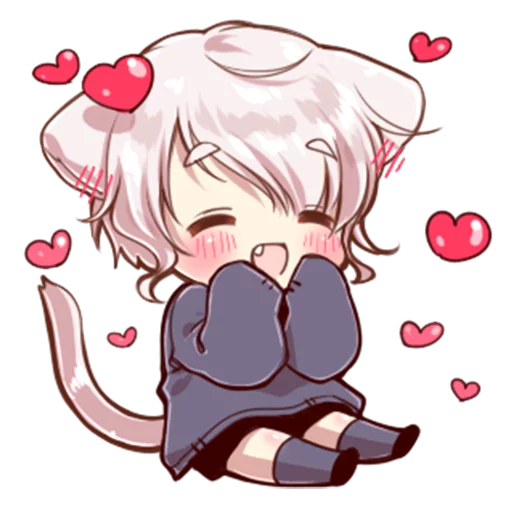 😍 Стикер «Cute cat ear boy» для Telegram
