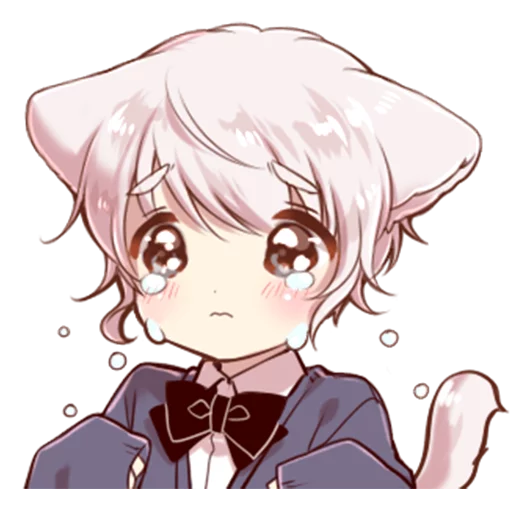 😭 Стикер «Cute cat ear boy» для Telegram