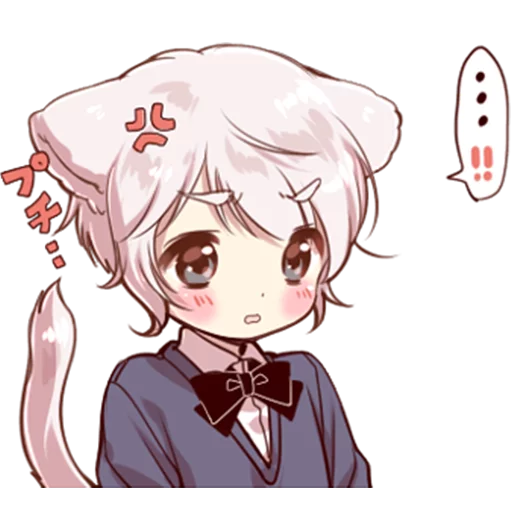 ☹️ Стикер «Cute cat ear boy» для Telegram