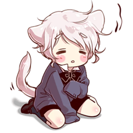 😓 Стикер «Cute cat ear boy» для Telegram