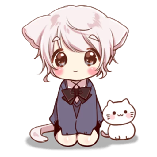😊 Стикер «Cute cat ear boy» для Telegram