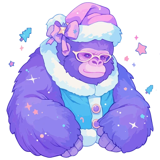 🦍 Стикер «новогодние звери» для Telegram