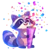 Стикер 15 🦝 Набор эмоджи с нейро енотиками и всяким рандомчиком