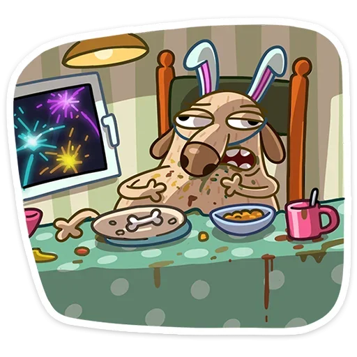 🍽 Стикер «Новогодний Дигги» для Telegram