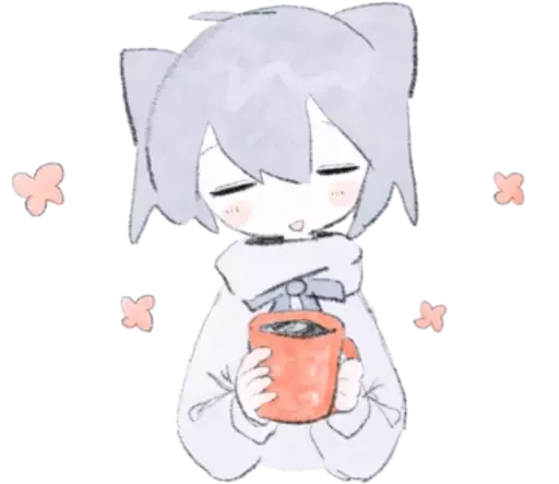 ☕ Стикер «૮₍ ៸៸ ˃ ꒧ ˂ ₎ა ᭡» для Telegram