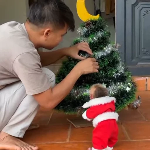 🎄 Стикер «Новогодние обезьянки» для Telegram