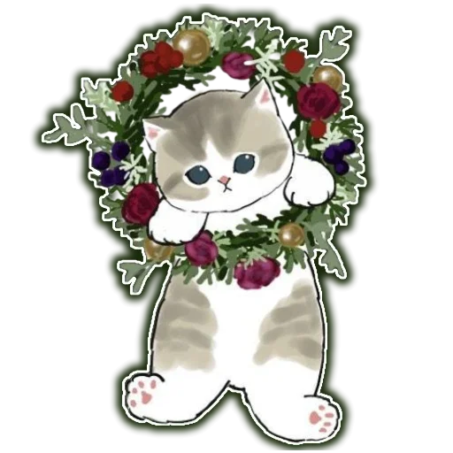 🍔 Стикер «Новый Год и Котики» для Telegram