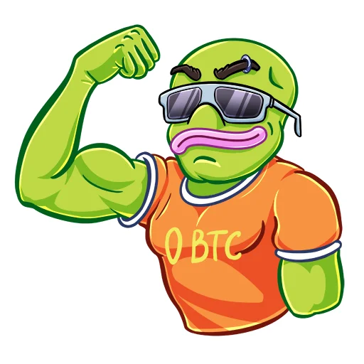 💪 Стикер «Pepe BTC» для Telegram