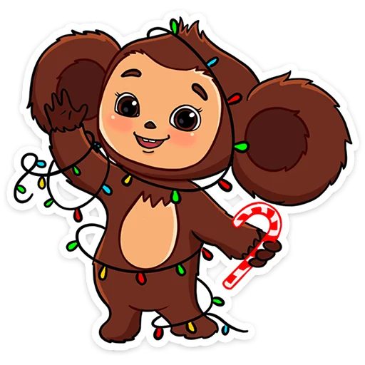 🎄 Стикер «Новогодний Чебурашка» для Telegram