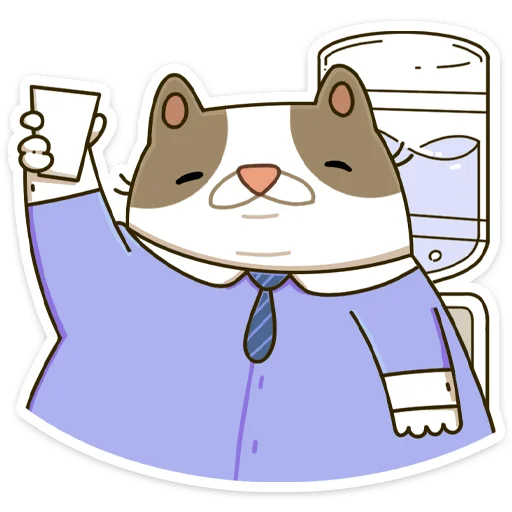 🥤 Стикер «Офисный кот - маленький пушистый начальник» для Telegram