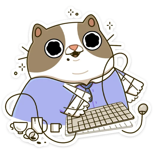 🤩 Стикер «Офисный кот - маленький пушистый начальник» для Telegram