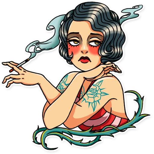 🙁 Стикер «Tattoo Girl» для Telegram