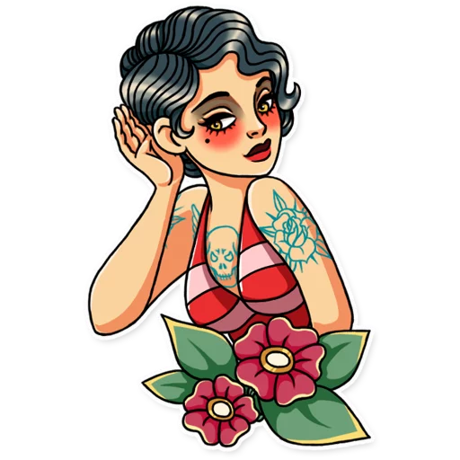 👂 Стикер «Tattoo Girl» для Telegram