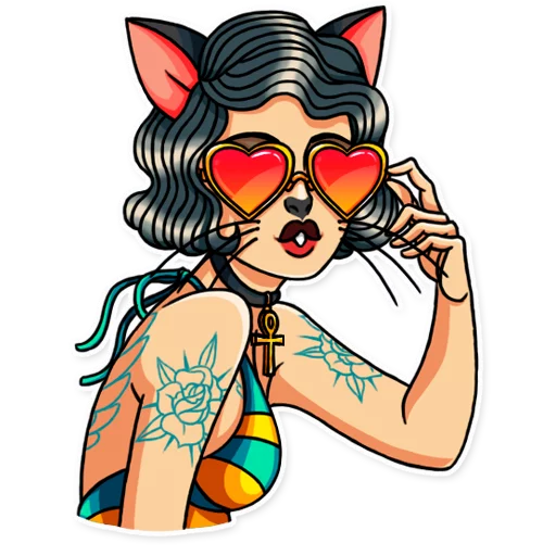 😻 Стикер «Tattoo Girl» для Telegram