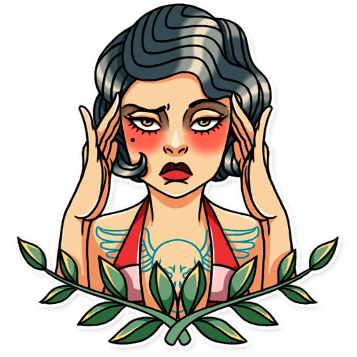 😑 Стикер «Tattoo Girl» для Telegram
