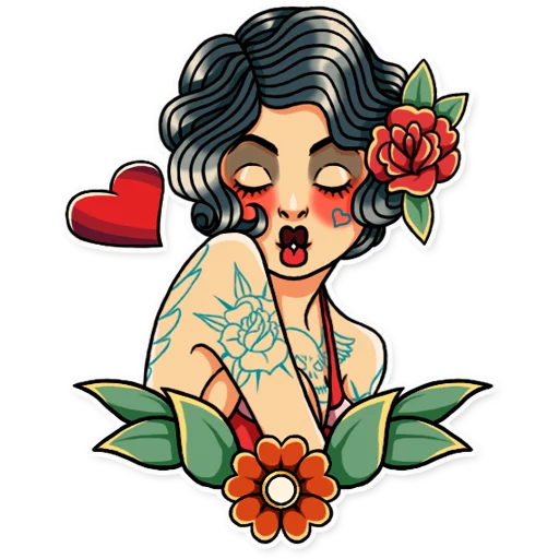 😘 Стикер «Tattoo Girl» для Telegram
