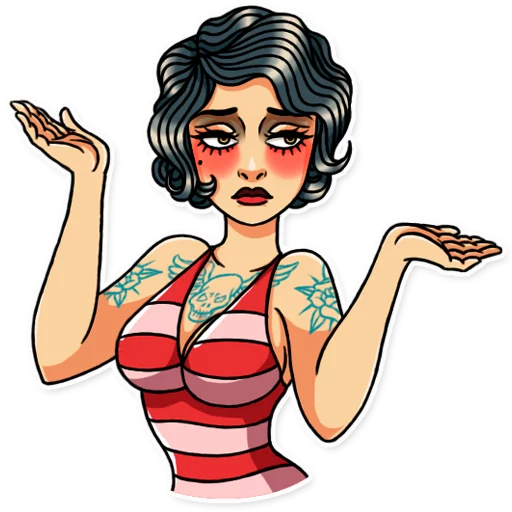 🤷‍♀️ Стикер «Tattoo Girl» для Telegram