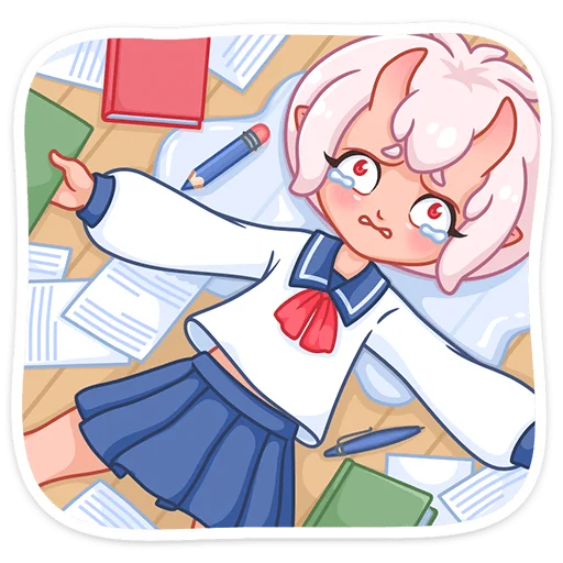 😩 Стикер «Школьница Они-тян» для Telegram