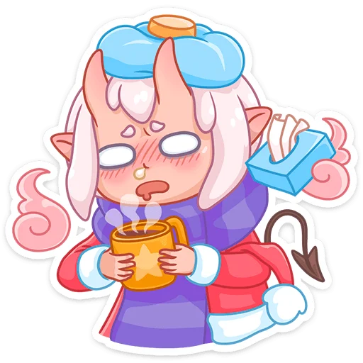 ☕️ Стикер «Зимняя Они-тян» для Telegram