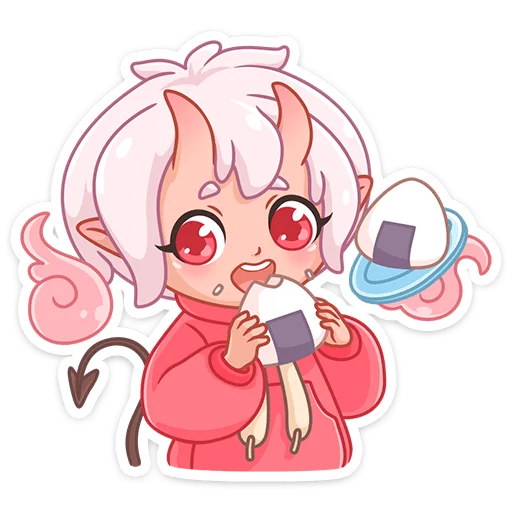 🍙 Стикер «Новогодняя Они-тян» для Telegram