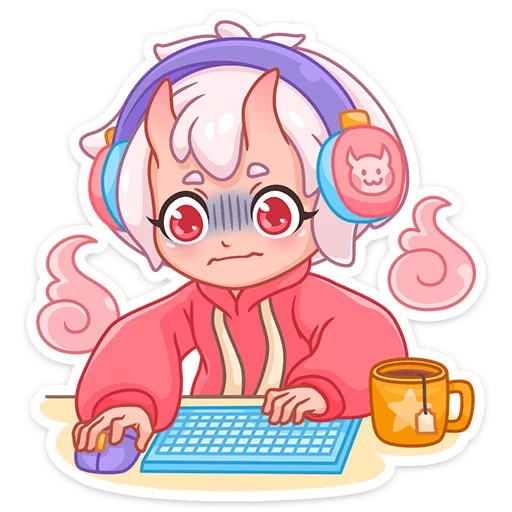 🎮 Стикер «Новогодняя Они-тян» для Telegram